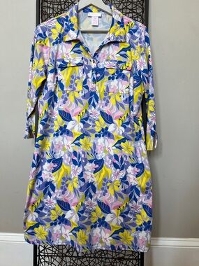 Stella Parker Collection Golf Swim pickleball Dress Tropical Blue Pink Yellow M